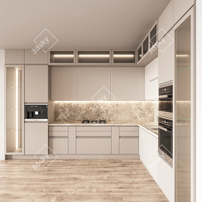 Sleek Kitchen004: Innovative Design & Versatile Function 3D model image 2