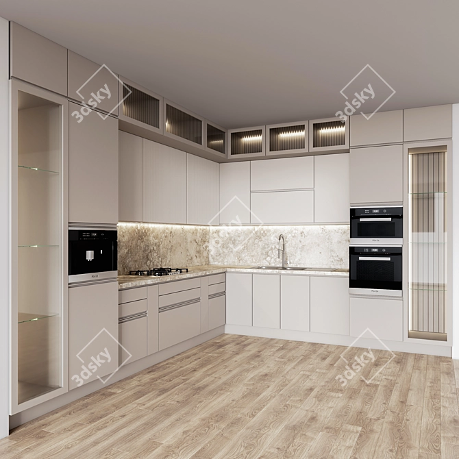 Sleek Kitchen004: Innovative Design & Versatile Function 3D model image 3