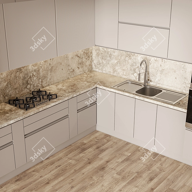 Sleek Kitchen004: Innovative Design & Versatile Function 3D model image 4