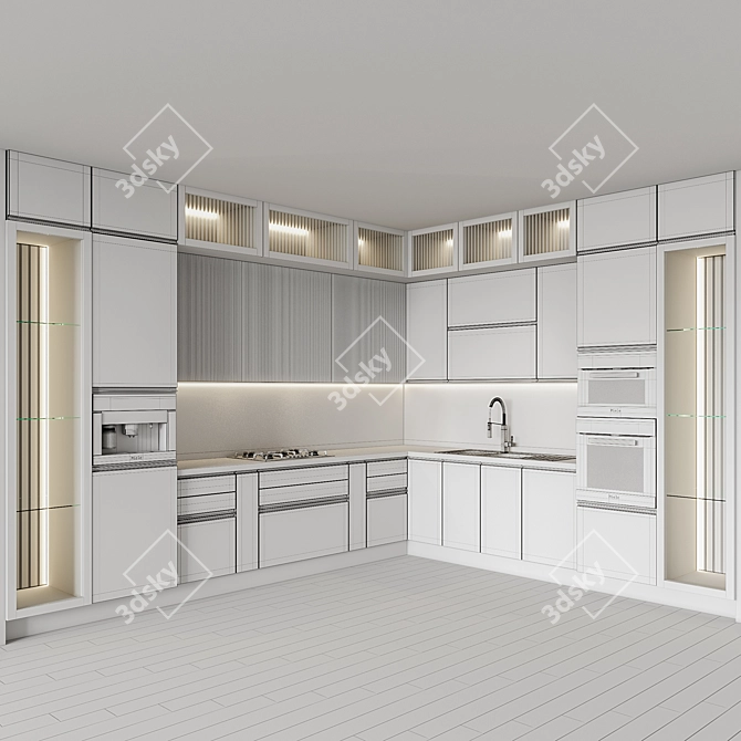 Sleek Kitchen004: Innovative Design & Versatile Function 3D model image 6