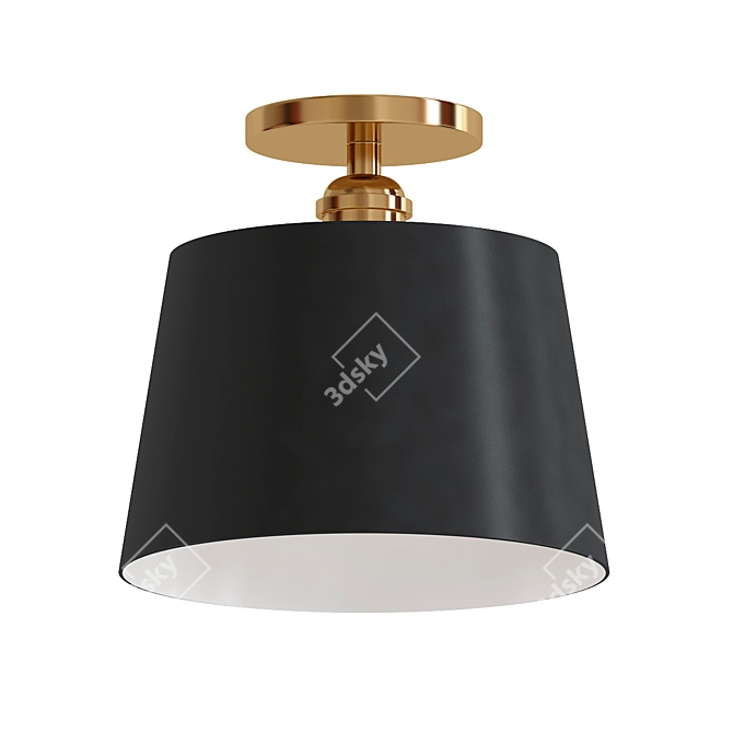 Sleek Lyndale Matte Black Semi-Flush Mount 3D model image 1