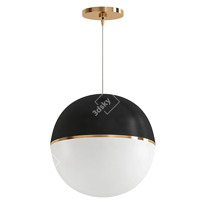 Elegant Akova Black/Aged Brass Pendant 3D model image 1