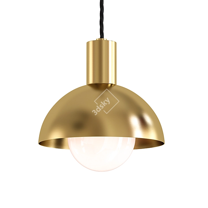 Vintage Brass Dome Pendant 3D model image 1