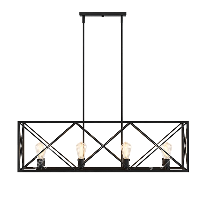 Modern Matte Black Eight-Light Pendant 3D model image 1