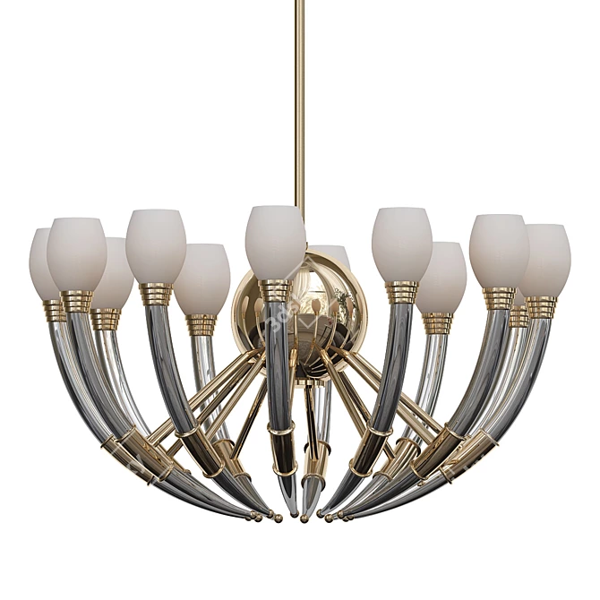 Opulent Opal Glass Regency Chandelier 3D model image 1