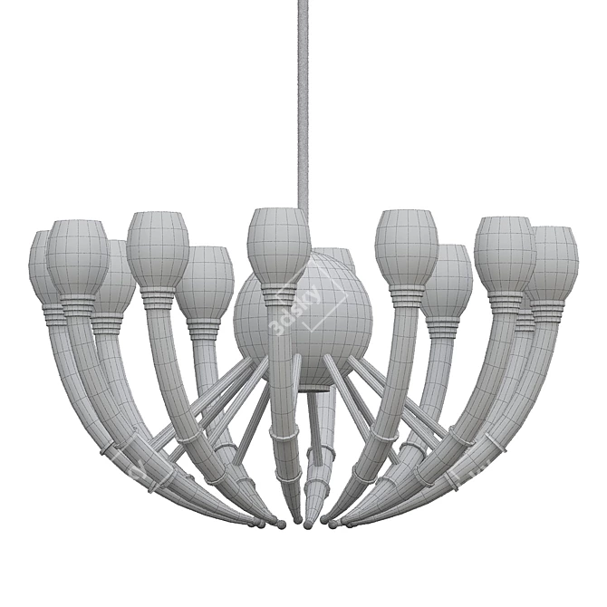 Opulent Opal Glass Regency Chandelier 3D model image 2