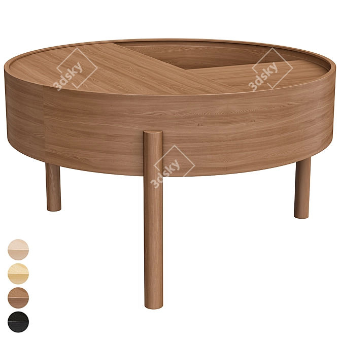 Natural Wood Arc Coffee Table 3D model image 2