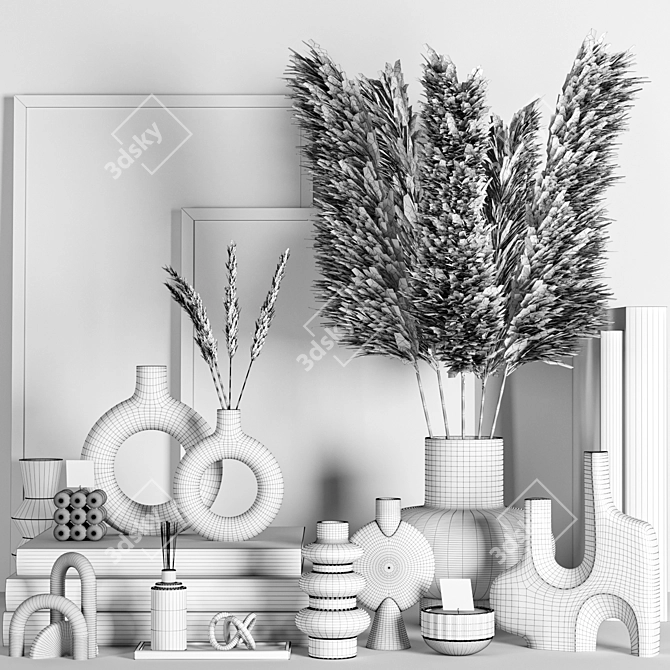 Elegant Pampas Decor Set 3D model image 4