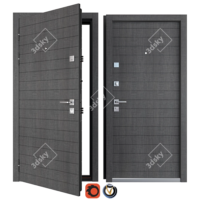 Modern Entrance Metal Door - Kortes (Favorit) 3D model image 1