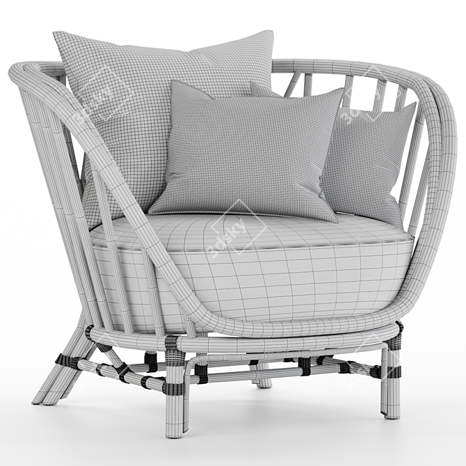 Elegant Rattan Kyoto Armchair 3D model image 2