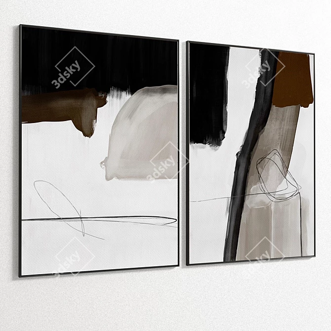 Plaster Duo Frame: Interior Art 3D model image 4