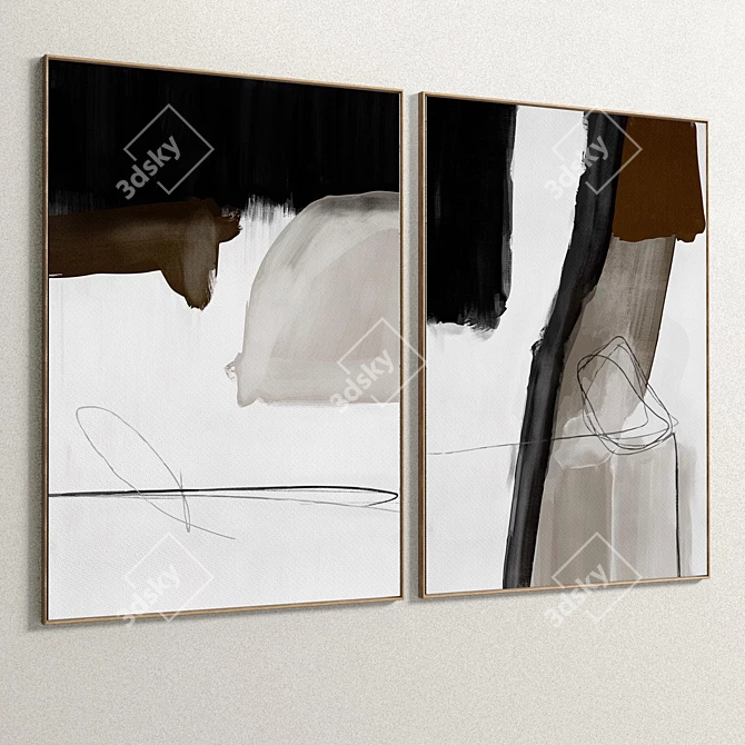 Plaster Duo Frame: Interior Art 3D model image 5