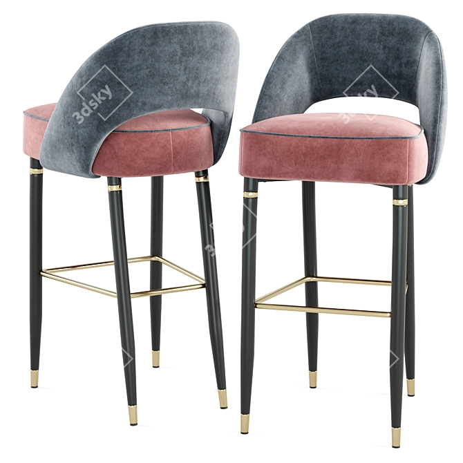 Luxurious Norfolk Velvet Stool 3D model image 1