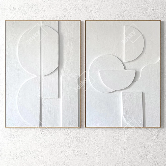 Plaster Duo Frame: Modern Interior Art 3D model image 2