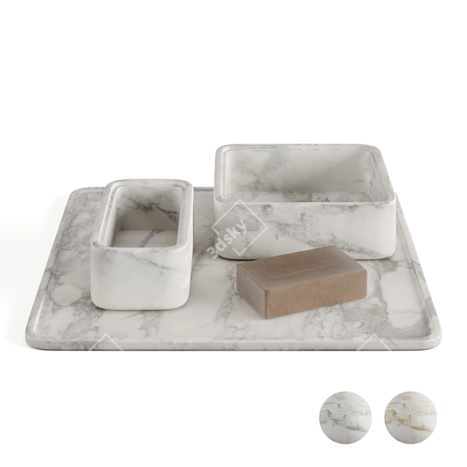 Elegant Arabescato Marble Bath Set 3D model image 1
