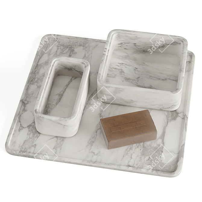 Elegant Arabescato Marble Bath Set 3D model image 3