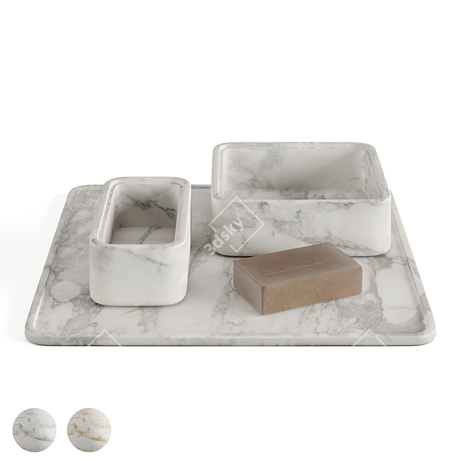 Elegant Arabescato Marble Bath Set 3D model image 4