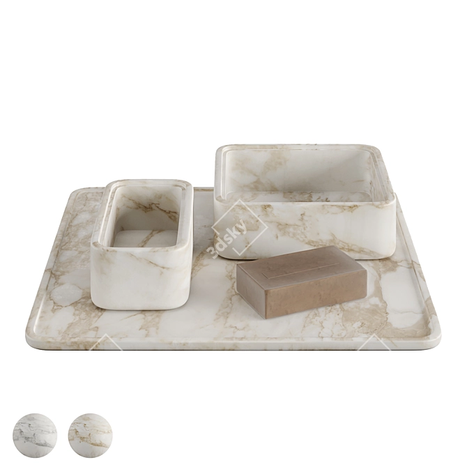 Elegant Arabescato Marble Bath Set 3D model image 6