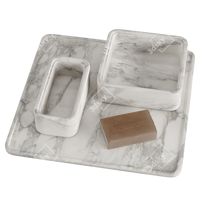 Elegant Arabescato Marble Bath Set 3D model image 7