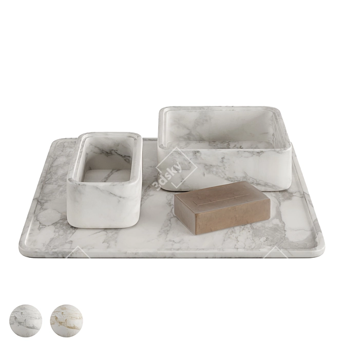 Elegant Arabescato Marble Bath Set 3D model image 8