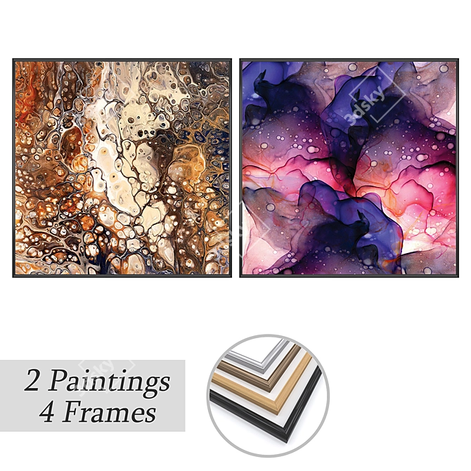 2-Piece Painting Set with 4 Frame Options 3D model image 1