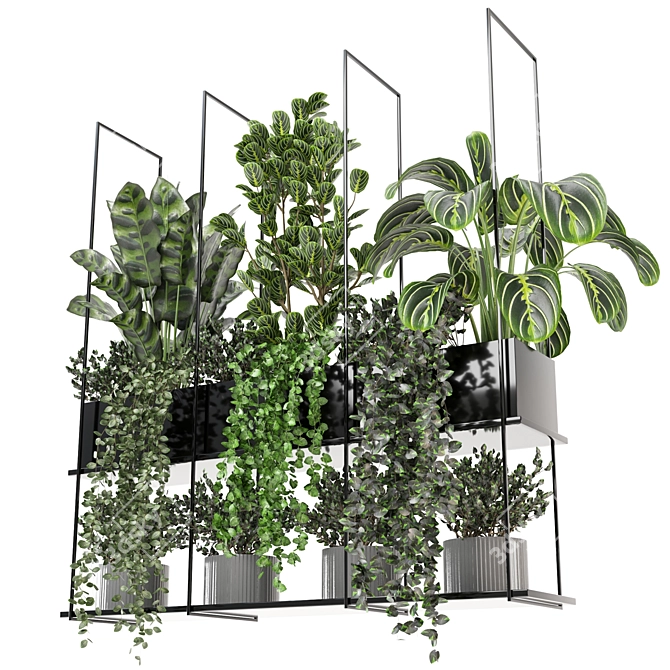 Metal Box Hanging Plants Set - Indoor Décor 3D model image 2