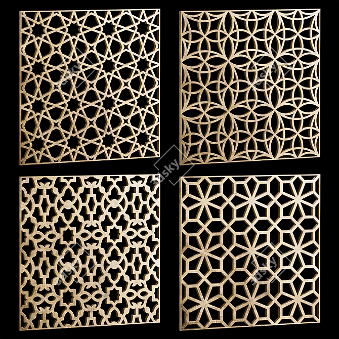 Square Decorative Panel Set 600x600mm 3D model image 1