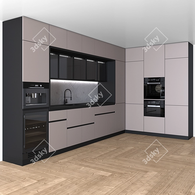 Modern Corner Kitchen - Complete with Luxury Appliances 3D model image 4