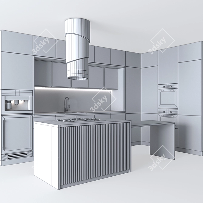 Modern Corner Kitchen - Complete with Luxury Appliances 3D model image 5