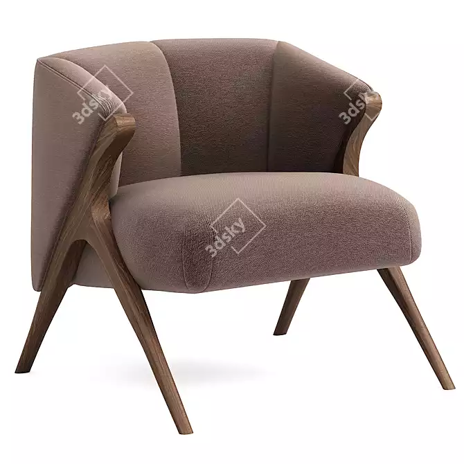Stylish Florence Fabric Accent Chair 3D model image 2
