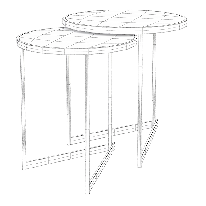 Sleek Marble Top End Table Set 3D model image 2