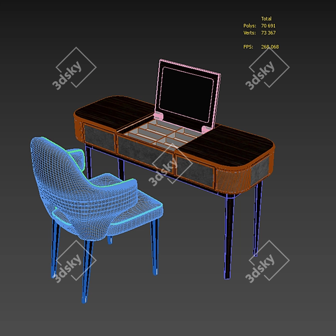 Elegant Molly Console & Carol Chair 3D model image 5