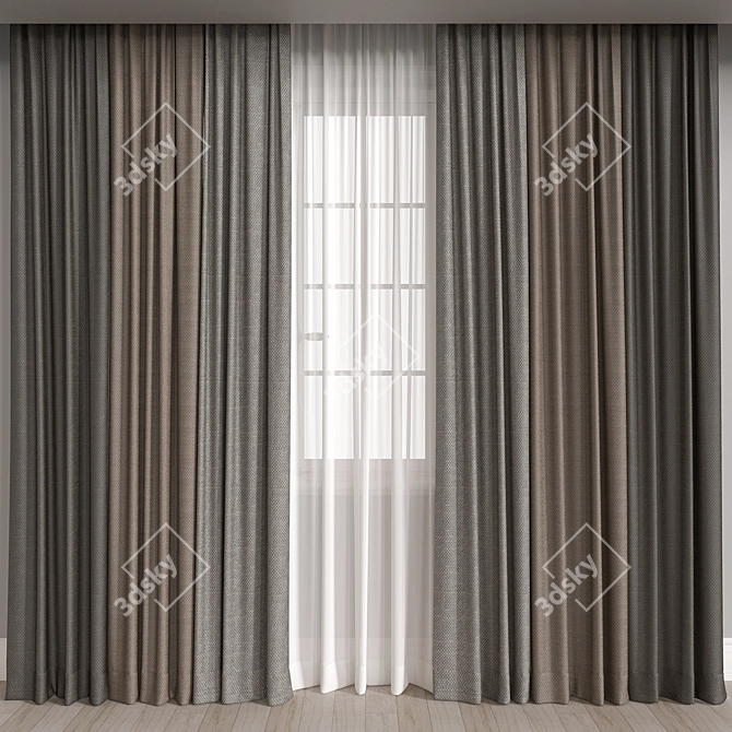 Elegant Vray and Corona Curtain 3D model image 1