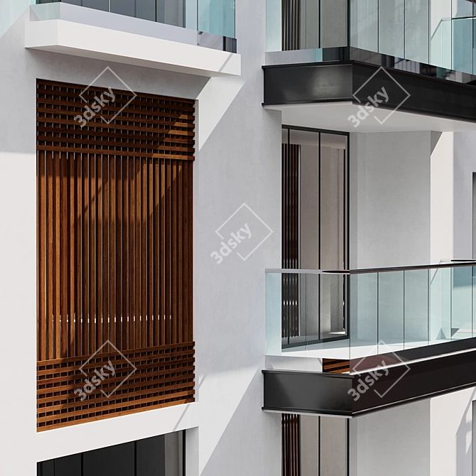 Modern Residential Building Design 3D model image 3