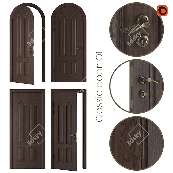 Elegant Arch Door Collection 3D model image 1