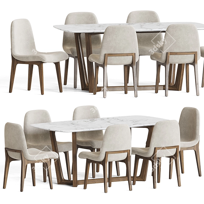 Modern Marble Dining Set 3D model image 2