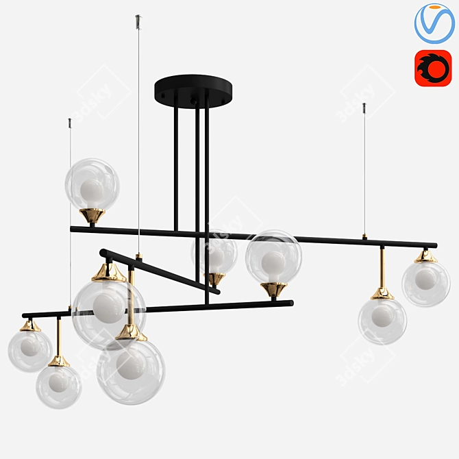 Elegant Glass Chandelier 3D model image 1