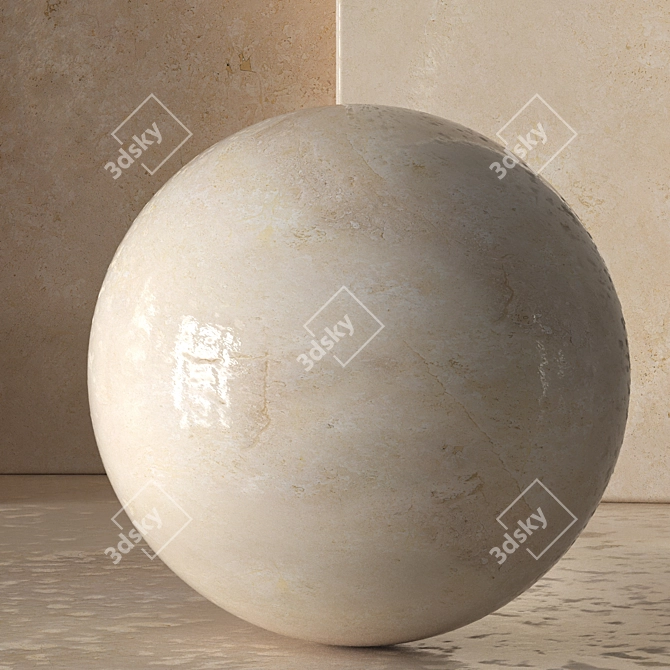 Seamless Beige Marble Slab 3D model image 2