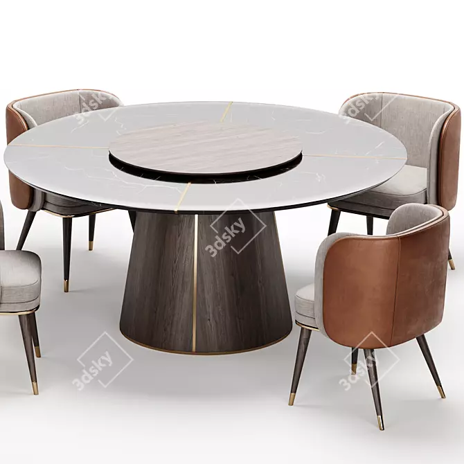 Sleek Ambrose Laskasas Dining Set 3D model image 3