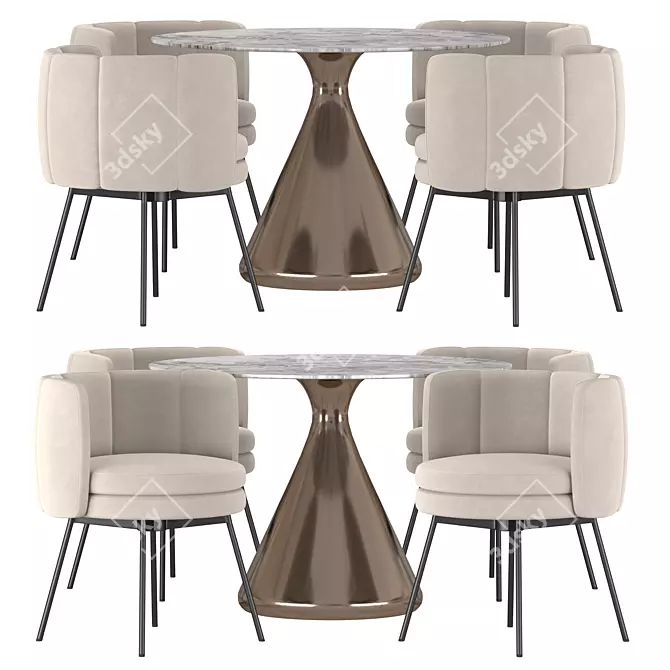 Elegant Silhouette Pedestal Dining Set 3D model image 1