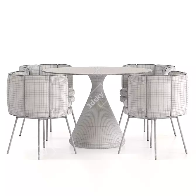 Elegant Silhouette Pedestal Dining Set 3D model image 3