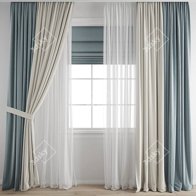 Poly Curtain: High-Quality Model 3D model image 1