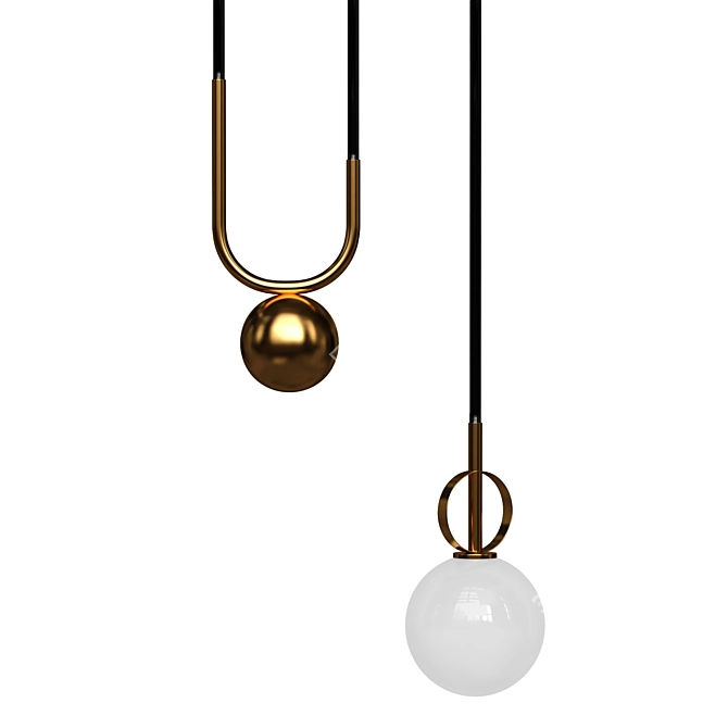 Brass Art Deco Pulley Pendant 3D model image 3