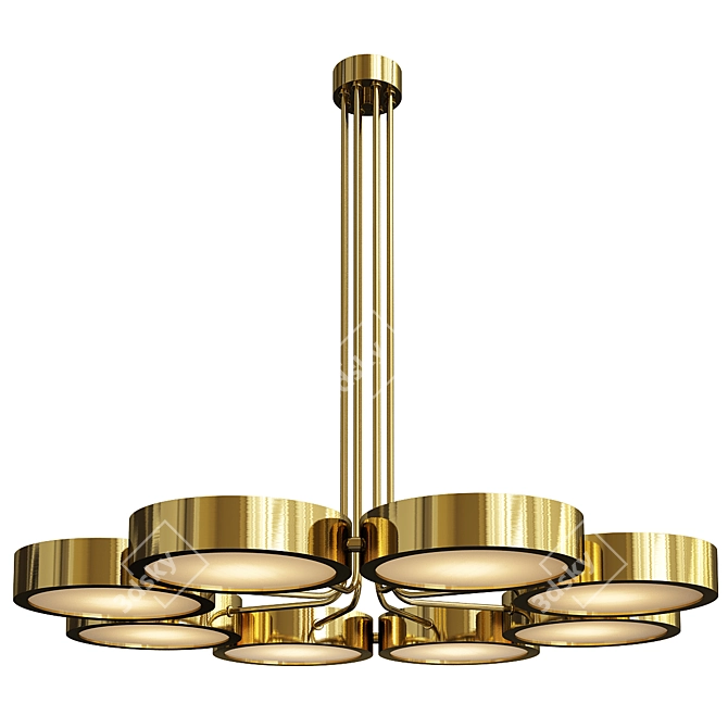 Sleek Italian Brass Chandelier 3D model image 1