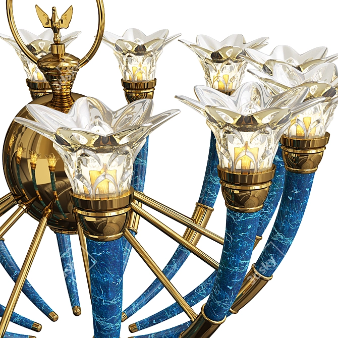 Elegant Murano Glass Torch Chandelier 3D model image 2