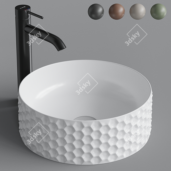 ArtCeram ESAGONO OSL013: Stylish Round Sink 3D model image 1