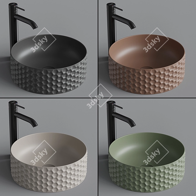 ArtCeram ESAGONO OSL013: Stylish Round Sink 3D model image 2