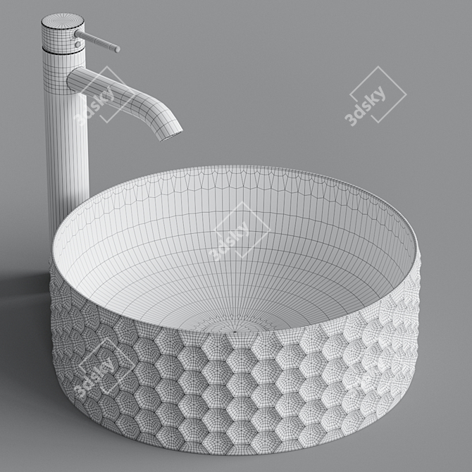 ArtCeram ESAGONO OSL013: Stylish Round Sink 3D model image 3