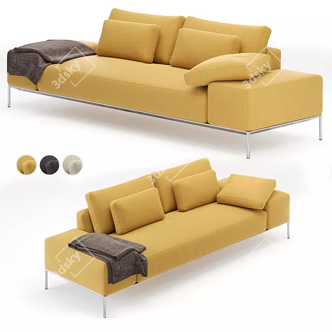 Dizzy B: Modern Modular Sofa with Wide Armrests 3D model image 2