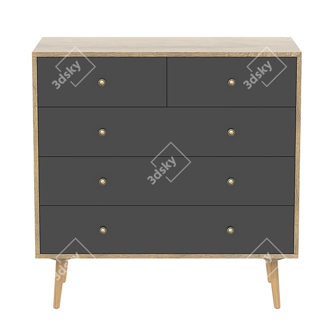 Berber Chest of Drawers with Five Print Boxes 3D model image 2